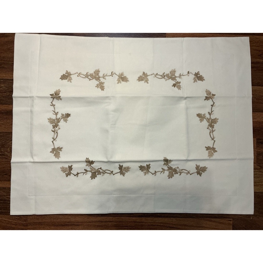 Pair Of Vtg Hamburg House QUEEN SHAM Buckeye Pique Custom Embroidery EUC